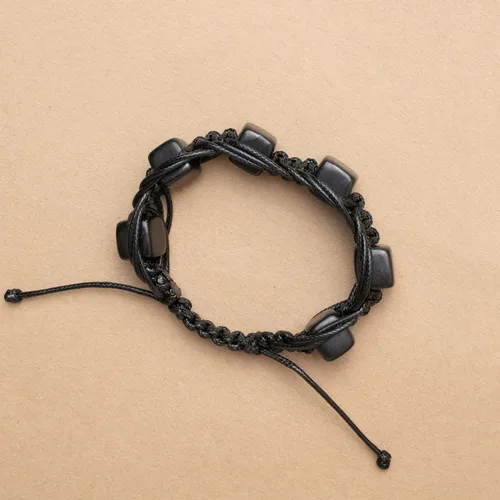Vista 7 de Karelian Heritage Pulsera de macramé y arachne de shungita genuina de shungita Joyería de piedra Shungite para hombres y mujeres Joyería