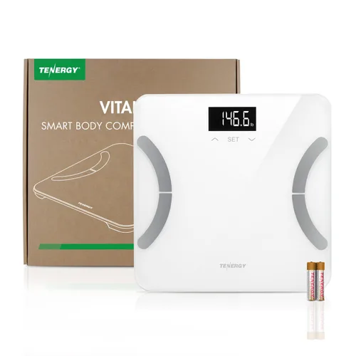 Vista 6 de Tenergy Vitalis - Báscula digital de grasa corporal conectada por Bluetooth, báscula de IMC de alta precisión con pantalla LCD retroiluminada