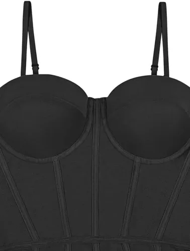 Vista 6 de REORIA Body sexy de malla transparente para mujer, con tirantes delgados, para salir, adelgazante, corsé con brasier integrado
