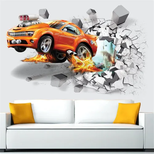 Vista 2 de Calcomanías dinámicas de pared para automóvil, calcomanías de pared 3D, 19.6 x 27.5 pulgadas