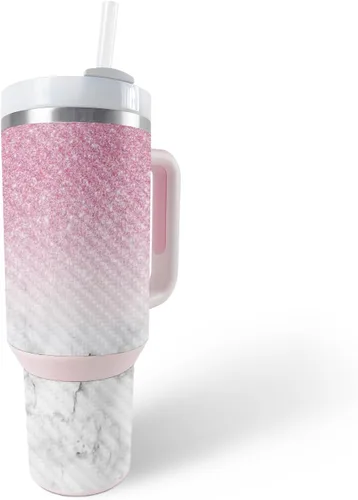 Vista 5 de MightySkins - Funda de fibra de carbono compatible con el vaso Stanley The Quencher H2.0 FlowState de 40 onzas, vida útil, acabado de fibra
