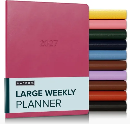 Vista 55 de Harbor Agenda semanal y mensual grande 2025-2026 – Agenda con calendario y cuaderno, piel sintética duradera, 192 páginas, tapa blanda