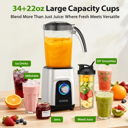 Vista 10 de KOIOS Mezcladora/procesador de alimentos 4 en 1 Combo Max 1000W, apto