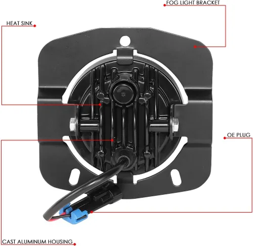 Vista 6 de DNA MOTORING FL-HAY-015-BK - Par de faros antiniebla de proyector LED completo compatibles con Kenworth T680 2011-2022, lente transparente negra