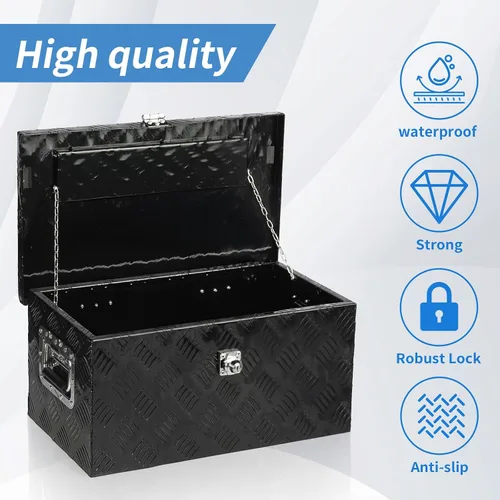 Vista 3 de Caja de herramientas de aluminio para caja de camión de 20 pulgadas con asas laterales, cerradura Heavy Duty Waterproof Trailer Storage Organizer