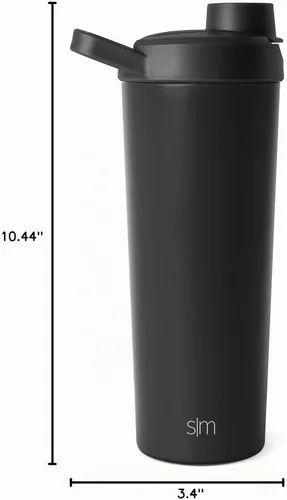 Vista 8 de Simple Modern - Botella agitadora de acero inoxidable con bola de 24 onzas Taza metálica aislada para mezclas de proteínas, batidos y Negro