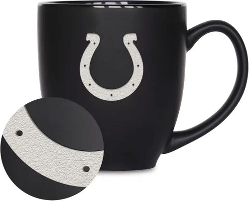 Vista 32 de Rico Industries Taza Bistro Mate Negra de Fútbol Americano NFL de 15 onzas - Para Bebidas Calientes o Frías - Logotipo del Equipo Grabado para una