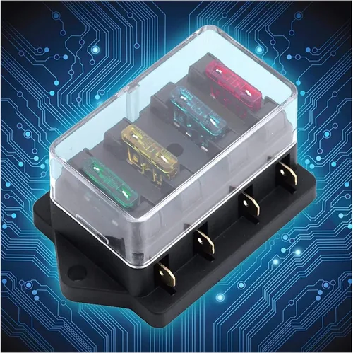Vista 4 de 12 V / 24 V 4 Way Car Truck Car Blade Fuse Box Holder Circuit Standard ATO + 4X Fuse