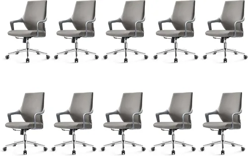 Vista 12 de EUREKA ERGONOMIC Dorian - Silla de oficina ejecutiva con soporte lumbar curvado, silla de escritorio de cuero regenerado con respaldo medio
