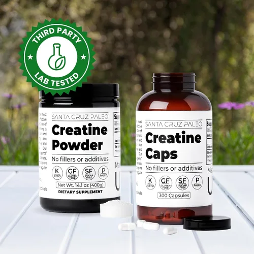 Vista 5 de Santa Cruz Paleo, Polvo de Monohidrato de Creatina Micronizado, Suplemento Sin Sabor para Pre Entrenamiento y Apoyo Muscular, Libre de Gluten Keto