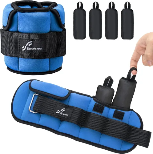 Vista 8 de Sportneer Adjustable Ankle Weights for Women & Men, Leg Weights Set with Removable Weights, Upgraded with Handles for Easy Adjustment, Comfortable &