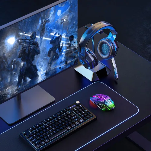 Vista 9 de VersionTECH. Ratón inalámbrico para juegos, recargable, con luces LED coloridas, clic silencioso, receptor USB nano 2.4G, 3 niveles de DPI para PC