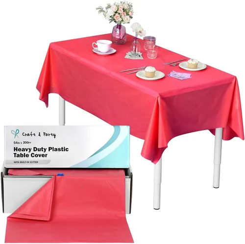 Vista 17 de Rollo de plástico para cubierta de mesa color verde manzana, 40 pulgadas x 100 pies, rollo de plástico resistente para cubierta de mesa de banquetes