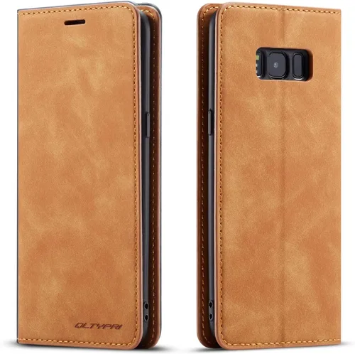 Vista 26 de QLTYPRI Funda para Samsung Galaxy S8, funda de piel sintética premium TPU parachoques con tarjetero Kickstand adsorción magnética oculta a prueba