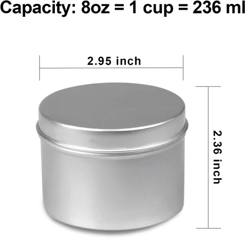 Vista 2 de Latas para velas de 8oz, recipientes para fabricación de velas, 12