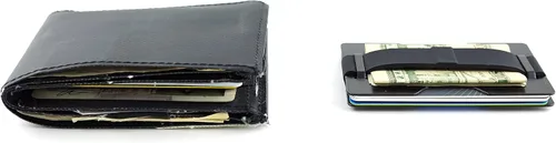 Vista 4 de Radix One Black Steel - sujeta billetes cartera fuerte ultradelgada para bolsillo frontal minimalista con bloqueado de identificación por