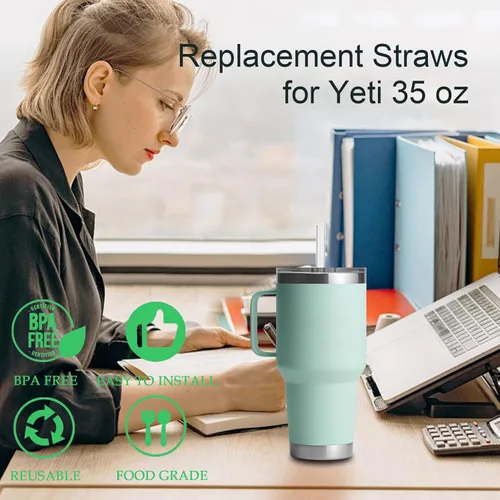 Vista 11 de Paquete de 6 pajitas para vaso YETI de 35 onzas, 9.45 pulgadas de largo