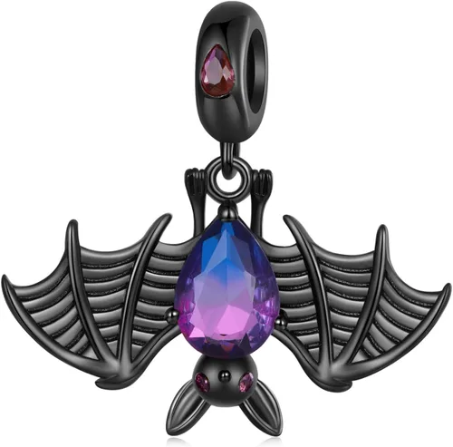 Vista 14 de Dijes de plata de ley 925 para pulseras, regalos de joyería para calabaza negra