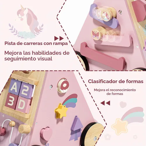 Vista 8 de Lehoo Castle Caminante de madera del bebé del unicornio, caminante Multicolor