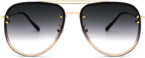 Vista 5 de Premium Rimless Oversized Aviator Sunglasses for Women, Polarized PC Lens UV Protection Womens Shade VF2203