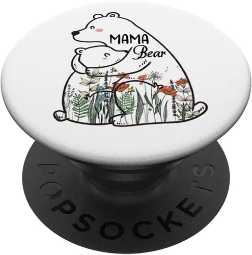 Vista 6 de Mama Bear Wildflower Vintage Retro PopSockets MagSafe PopGrip para iPhone