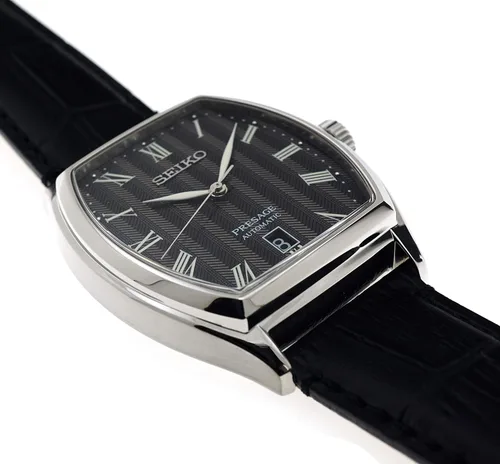 Vista 3 de Seiko Presage automático Tonneau Case Correa de piel de becerro reloj para hombre SRPD07J1 1.457 in, Moderno