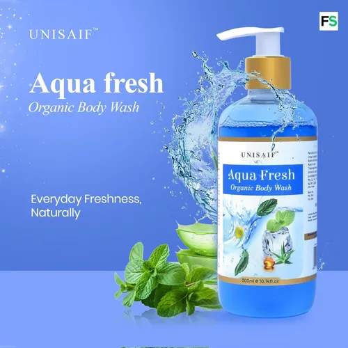 Vista 4 de Aqua Fresh Gel de baño orgánico – Gel de baño natural para pieles sensibles Gel de baño exfoliante para una piel suave y limpia Ph equilibrado