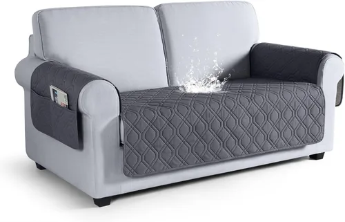 Vista 40 de VANSOFY Funda para Sofá, Fundas de Sofá Impermeables Lavables Forro Protector de Muebles Fundas de Asiento de Sofá Antideslizantes para Perros, Negro