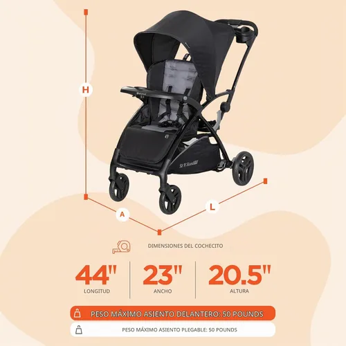 Vista 3 de Baby Trend Sit N' Stand® 2.0 gris(Simply Grey)