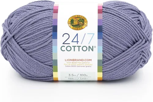 Vista 107 de Lion Brand Yarn - Hilo ligero 24/7 de algodón para tejer, hacer ganchillo y manualidades, Ámbar, paquete de 1 Light Worsted 100% Mercerized Cotton