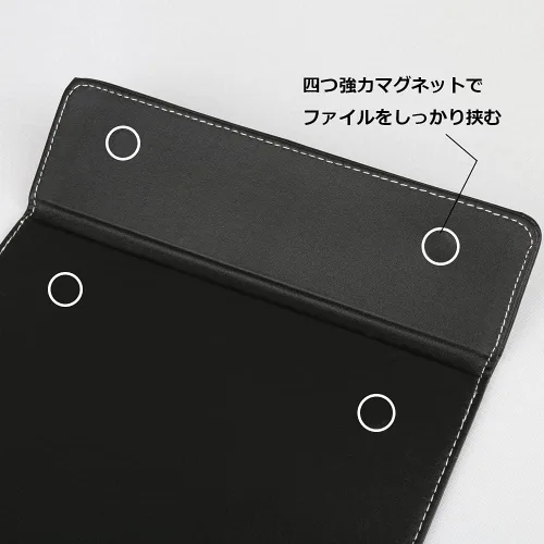 Vista 4 de KINGFOM Carpeta de archivos de escritorio de oficina de cuero A4 con clip de papel para dibujo y escritura, carpeta de archivos de tableta con clip