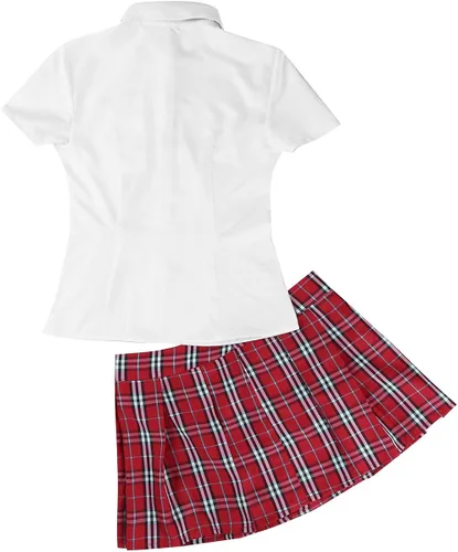 Vista 7 de YiZYiF Uniforme para mujer, camisa de cosplay plisada, minifalda, conjunto de disfraz de marinero de anime