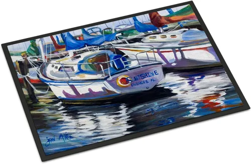 Vista 266 de Caroline's Treasures JMK1017JMAT - Tapete de caza de rana garza azul, 24 x 36 pulgadas, tapete para puerta delantera, interior y exterior