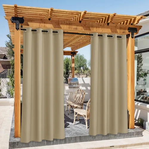 Vista 90 de NICETOWN Cortina para Exteriores para Patio Impermeable de 84 Pulgadas de Ancho, Aislamiento Térmico con Ojales Antioxidantes Bloqueo UV Cortina