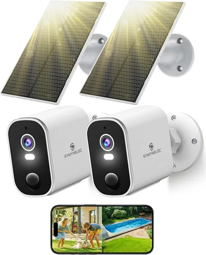 Vista 9 de Solar Security Cameras Wireless Outdoor: 2K Battery Powered WiFi Camera with AI Motion Detection for Home - Color Night Vision Spotlight Siren Alarm