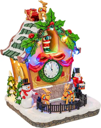 Vista 13 de Pueblo Navideño Animado de Santa en Fuga Accesorios de Casa Navideña Colección Figuritas para Decoraciones y Regalo Movimiento y Sonido