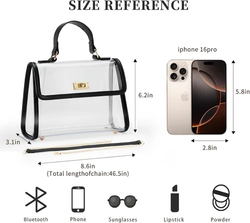 Vista 4 de Clear Bag For Stadium Approved, Clear Purse, Trendy Gift, Shoulder Bag & Fashion Handbags
