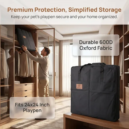 Vista 5 de PJYuCien Bolsa de Almacenamiento para Corralito de Perros, Adecuada para Corralito Plegable de Ejercicio para Mascotas de 61x61 cm, Valla
