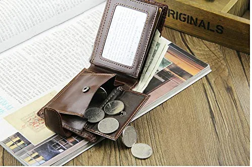 Vista 8 de Vintage cuero cerrojo pequeña monedero bolsillo monedero titular de la tarjeta hombres carteras dinero cartera hombre bolso embrague masculino