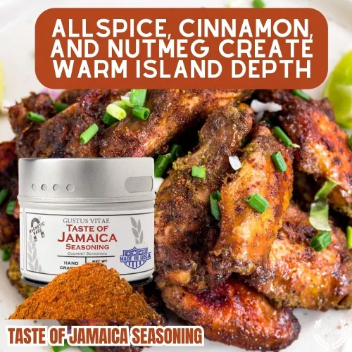 Vista 3 de Taste of Jamaica Jerk Seasoning & Spice Blend – Auténtica mezcla gourmet artesanal – Sin OGM – Fabricado en pequeños lotes – Todo natural – Lata