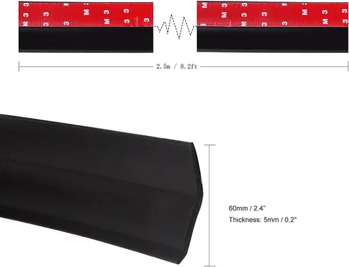 Vista 5 de Protector de goma para parachoques delantero universal de auto, alerón de 2.5M/8.2 pies, divisor de borde, protector de falda de carrocería (Negro)