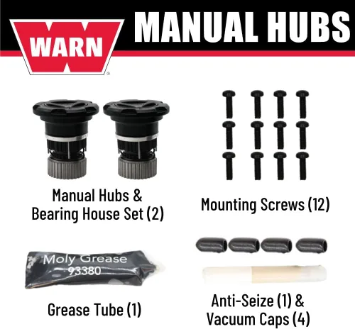 Vista 2 de WARN Bujes de bloqueo manual negros premium 35 Spline para Ford Super Duty 05-26 Ford F‑250/F‑350/F‑450/F‑550, negro con recubrimiento en polvo