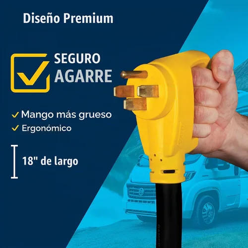 Vista 6 de Adaptador eléctrico Powergrip Dogbone 55175 de Camco, con mango, 18 pulgadas, color amarillo