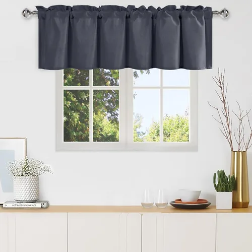 Vista 36 de DWCN Cortinas de Cenefa para Sala de Estar, Cocina, Baño/Sótano - Aqua Sólido, 1 Panel, 42 x 12 Pulgadas, Oscurecimiento de Habitación Solid Short