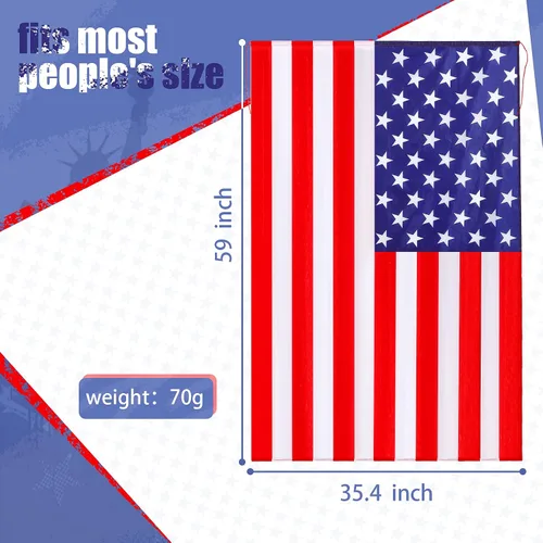 Vista 3 de Geyoga Disfraz de capa de bandera americana, 2 unidades, retro, de los años 80, patriótica de Estados Unidos, para adultos, celebración del Día