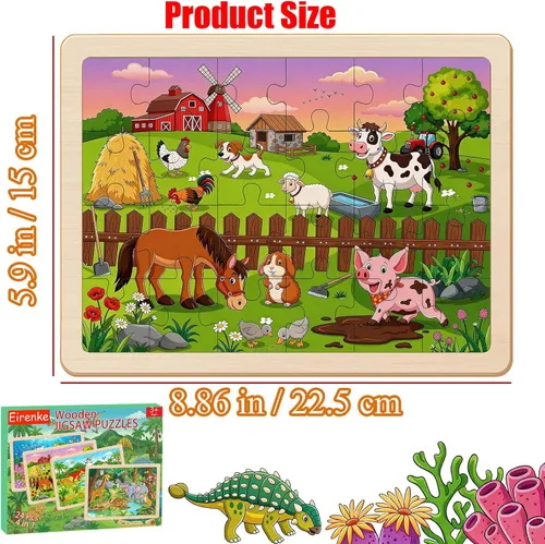 Vista 3 de Rompecabezas para niños de 3 a 5 años, juego de 4 paquetes con 24 piezas Mashup de animales
