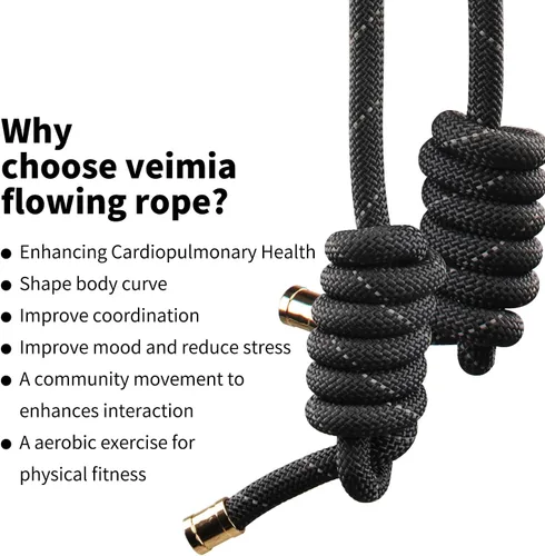 Vista 2 de veimia Cuerda de flujo para fitness, de alto rendimiento, cuerda de entrenamiento de doble tejido, cuerda de salto de flujo ajustable para hombres