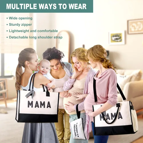 Vista 2 de Extrogif MAMA - Bolsa de mano para el día de la madre, regalos para la nueva mamá, mujeres embarazadas, bolsa de hospital esenciales para el parto