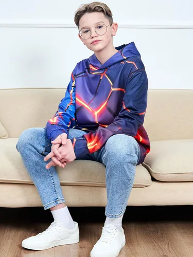 Vista 3 de UNICOMIDEA - Sudadera unisex para niños con estampado 3D, sudadera con bolsillo para 3-15 años