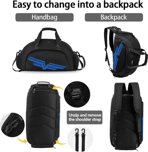 Vista 5 de FIORETTO 30L Sports Gym Duffle Bag with Wet Pocket & Shoe Compartment, Water Repellent Weekender Hospital Overnight Bag for Women, Sports Holdall